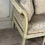 Directoire bench in carved wood and lacquered in shades of green, late eighteenth century