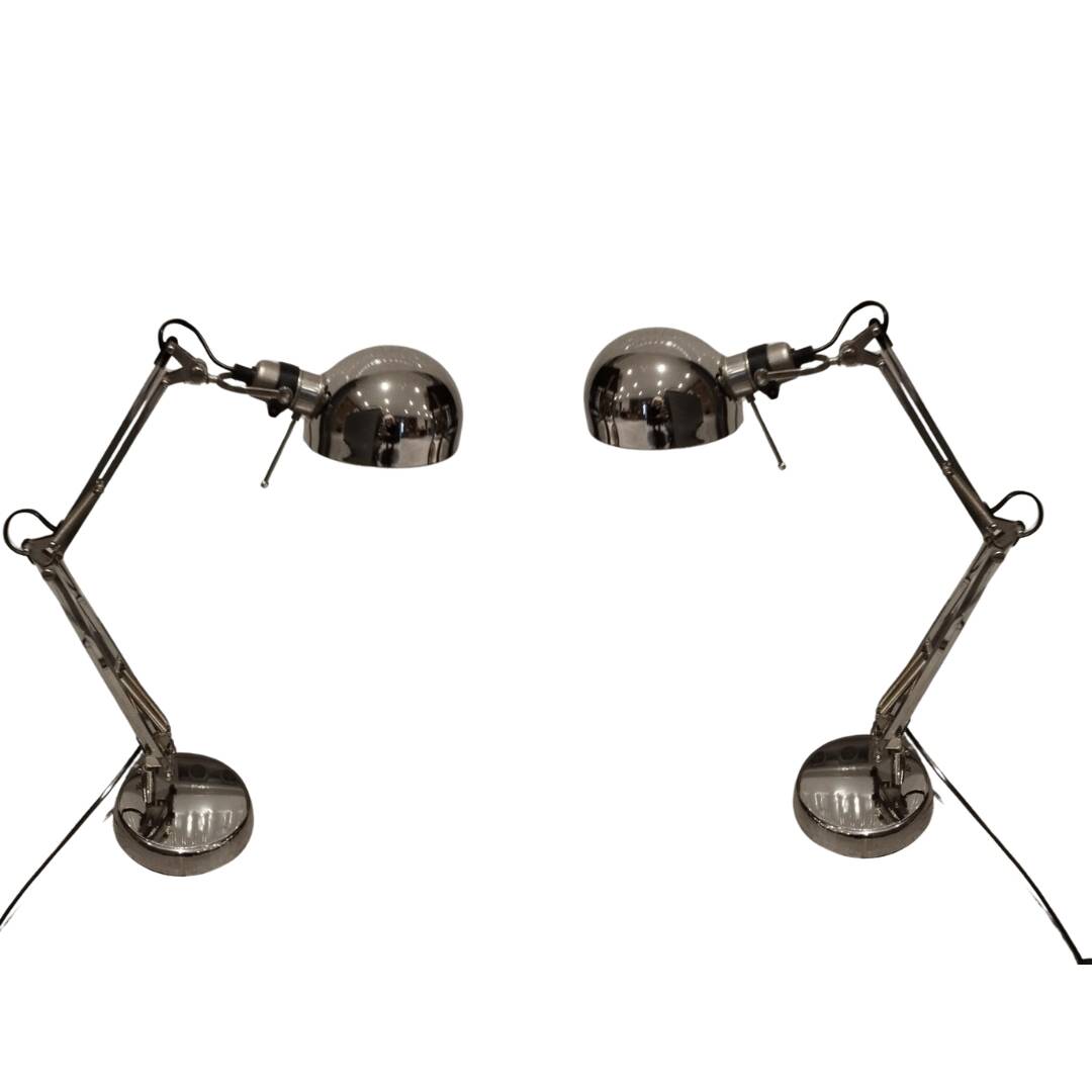 Pair of articulated lamps vintage 1980s industrial design
