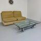 Space coffee table from the 70s, tubular metal and glass, Italian design