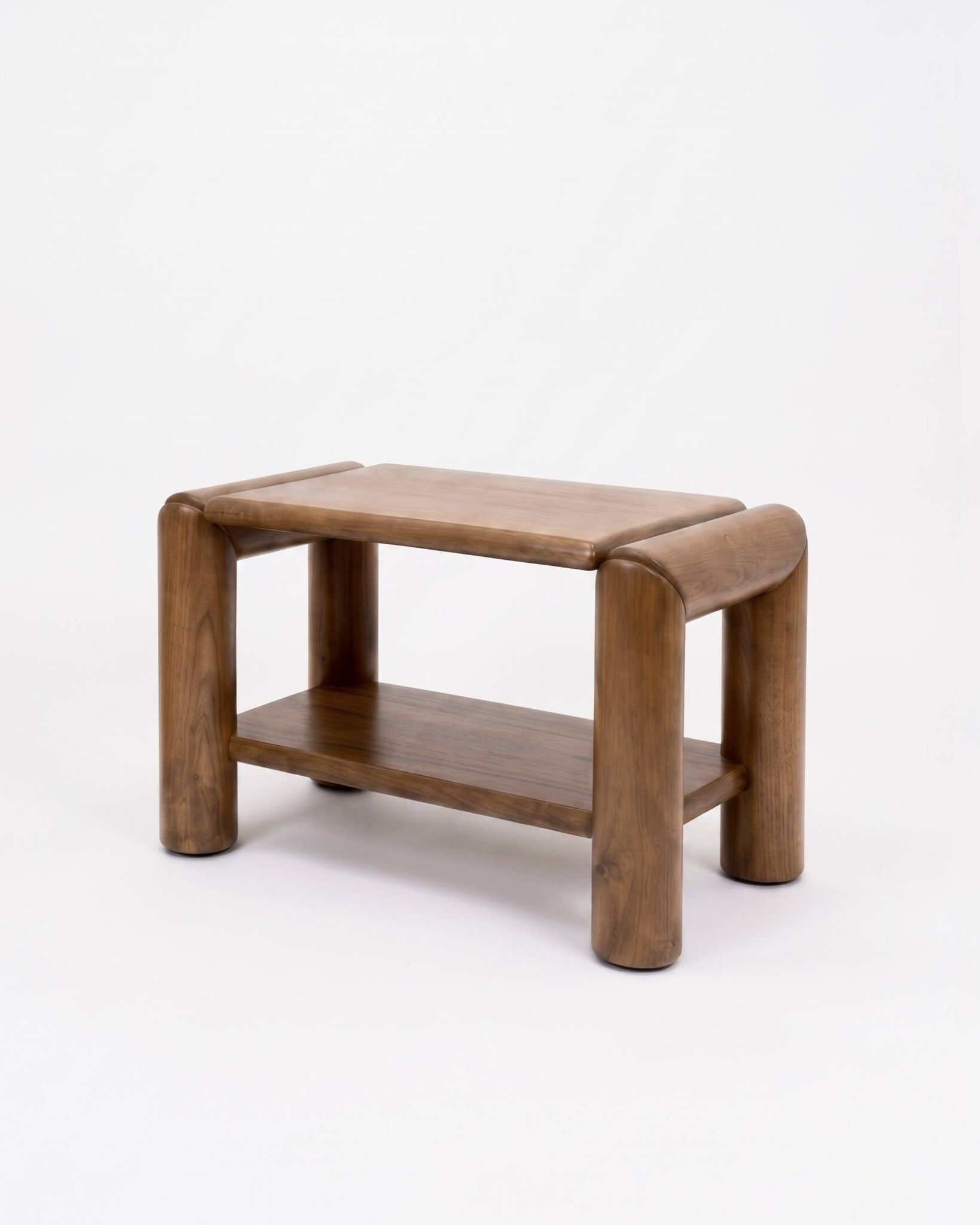 Brutalist pair of bedside tables in solid elm by Atelier Chauvin - 1970
