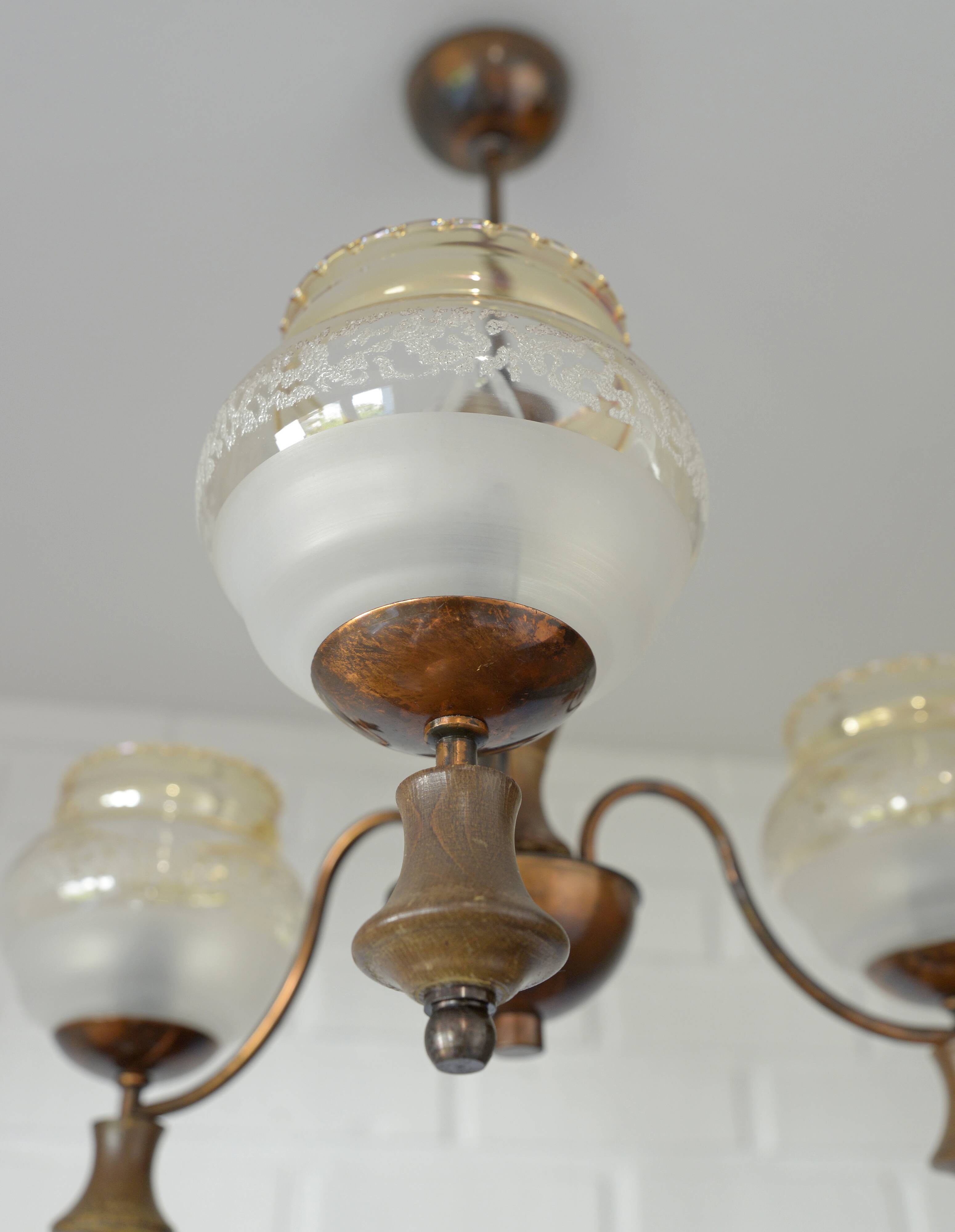 Vintage Pendant Light / Copper Rustic Hanging Lamp / Colonial Chandelier
