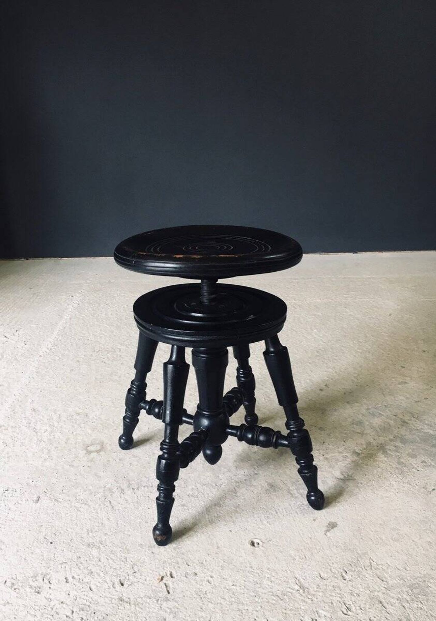 Early 20th Century Black Stained Piano Stool, 1890s