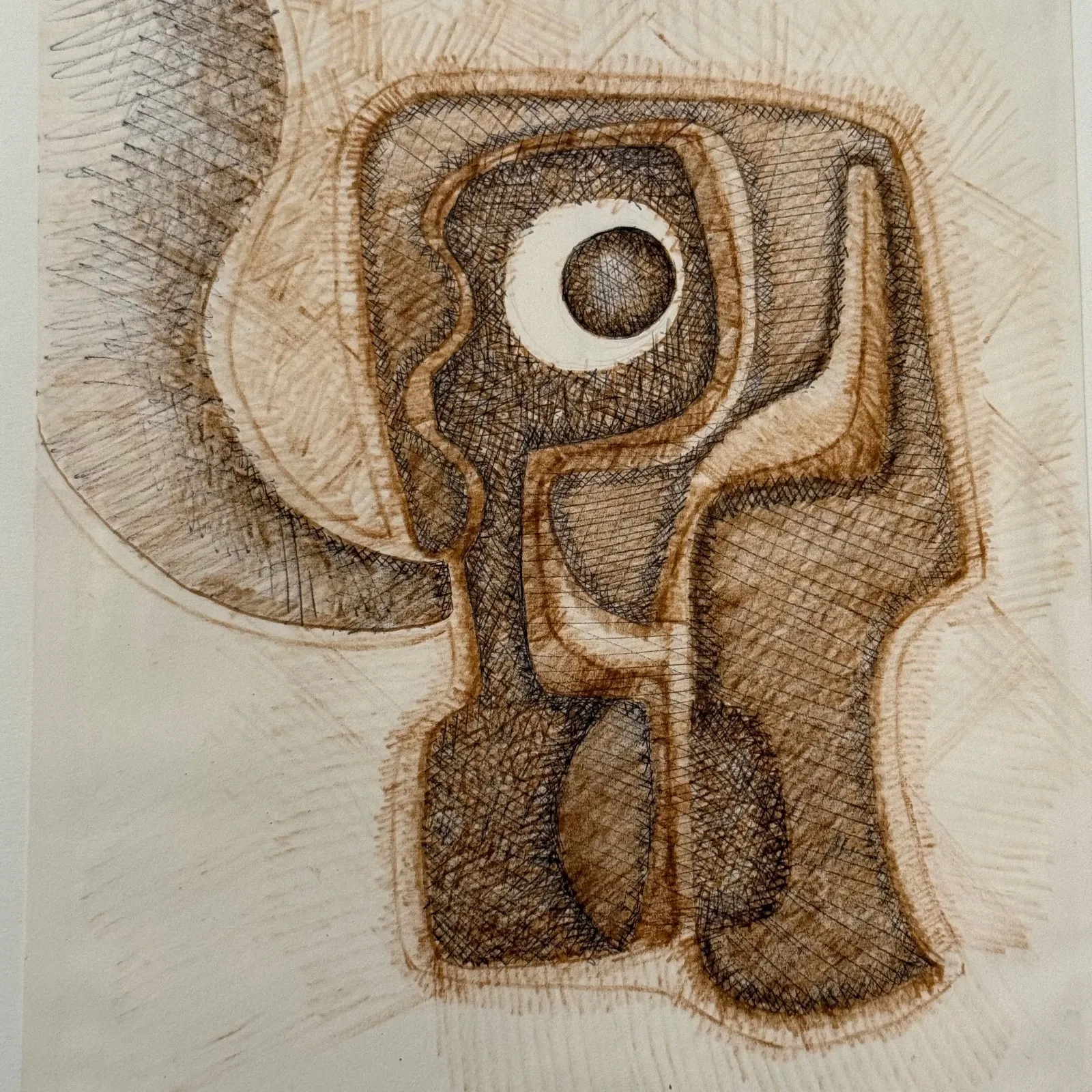 Modern composition drawing 1970 by François de Chabot