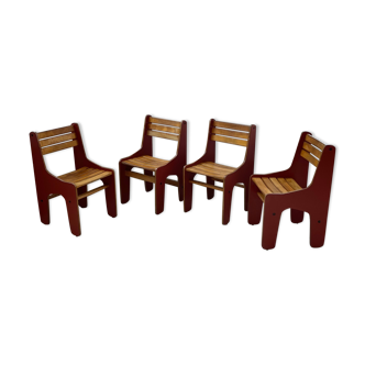 4 vintage Plywood chairs 80s