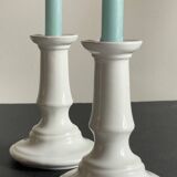 Antique White Ceramic Candlesticks