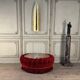 Large velvet pouf with trimmings, around 1880