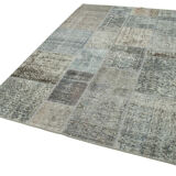 Hand-knotted oriental overdyed 170 cm x 240 cm grey patchwork carpet
