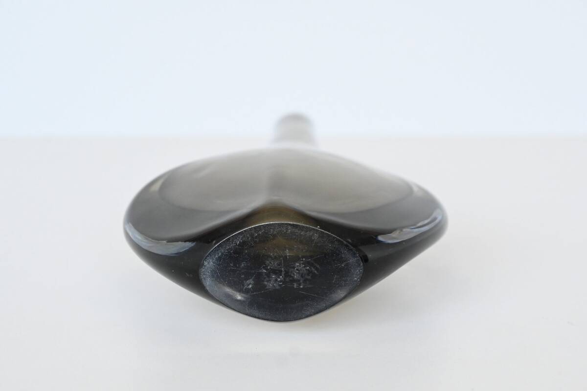 Nils Landberg black glass "Sommerso" vase Orrefors Sweden 1950
