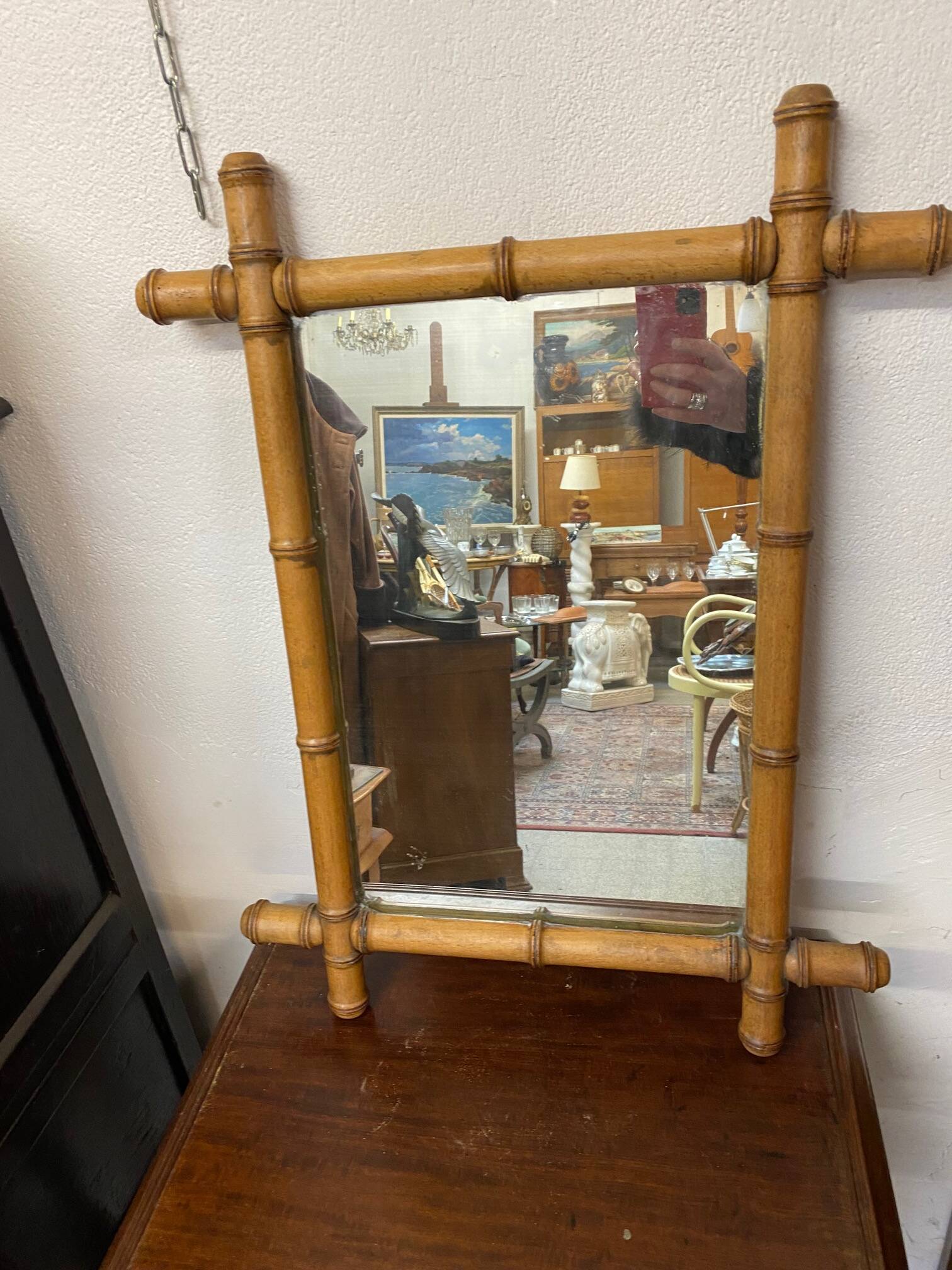 Old bamboo mirror early 20th century to hang