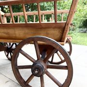 19th century cart in wood and wrought iron, garden cart, storage
