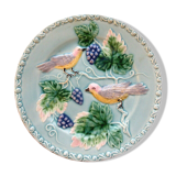 Dabbling Plate Made in Germany: 2 Perched Birds Pecking Grapes