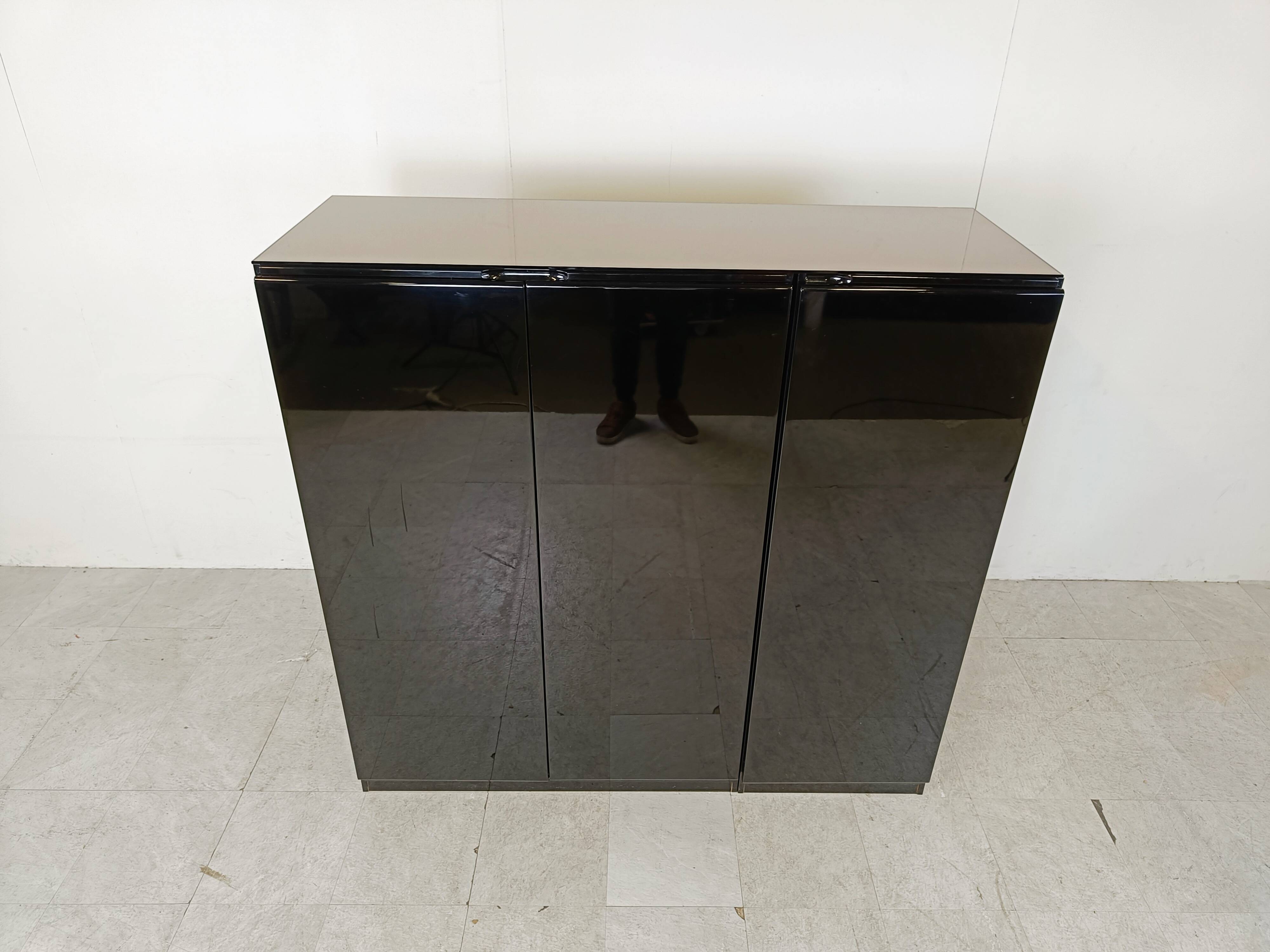 Black lacquered bar cabinet, 1970s