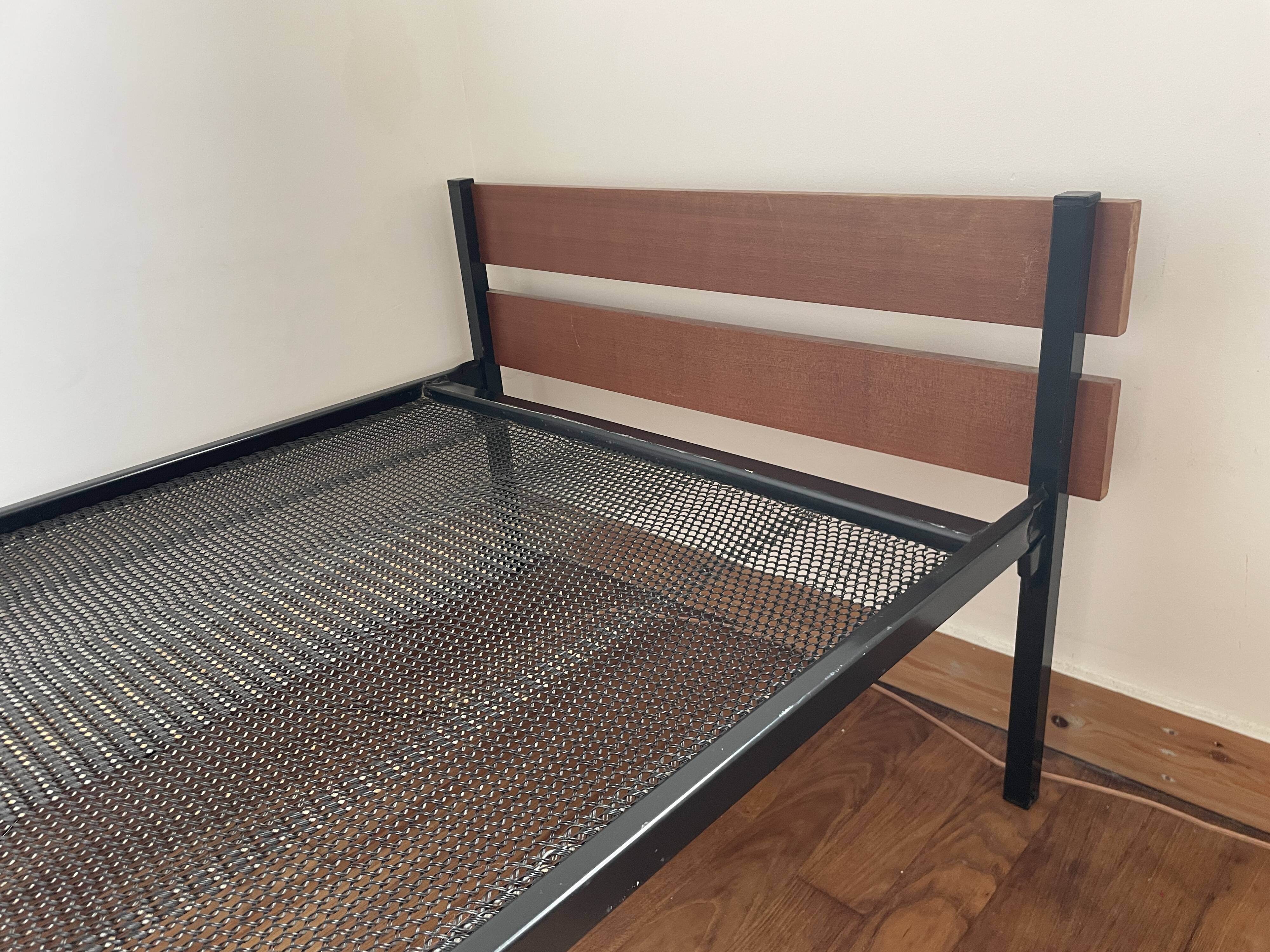 Lit 1 place, daybed en métal et teck Dico Holland, 1960