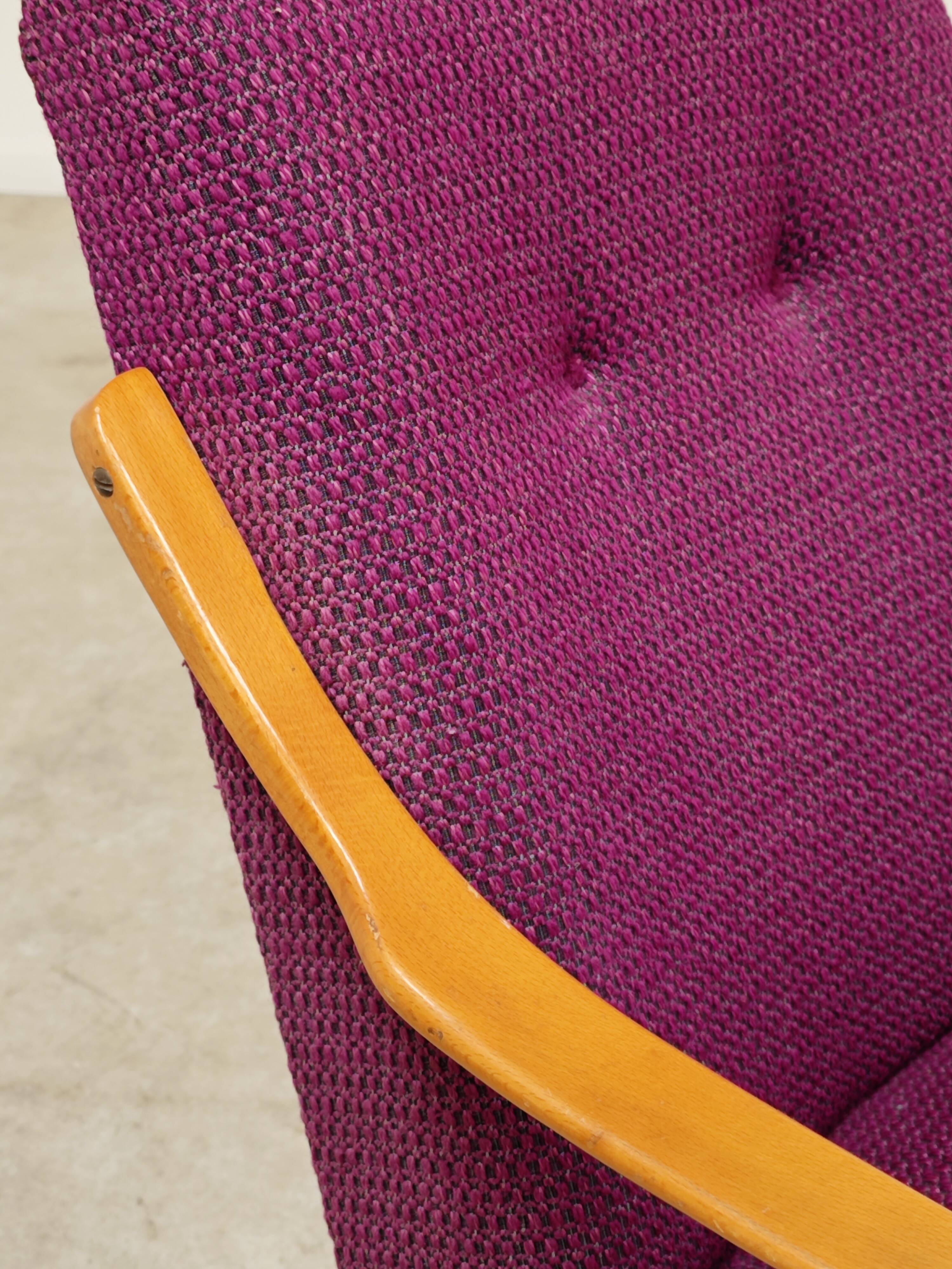 Pair of 6953 purple armchairs by Jaroslav Smidek for TON (Thonet)