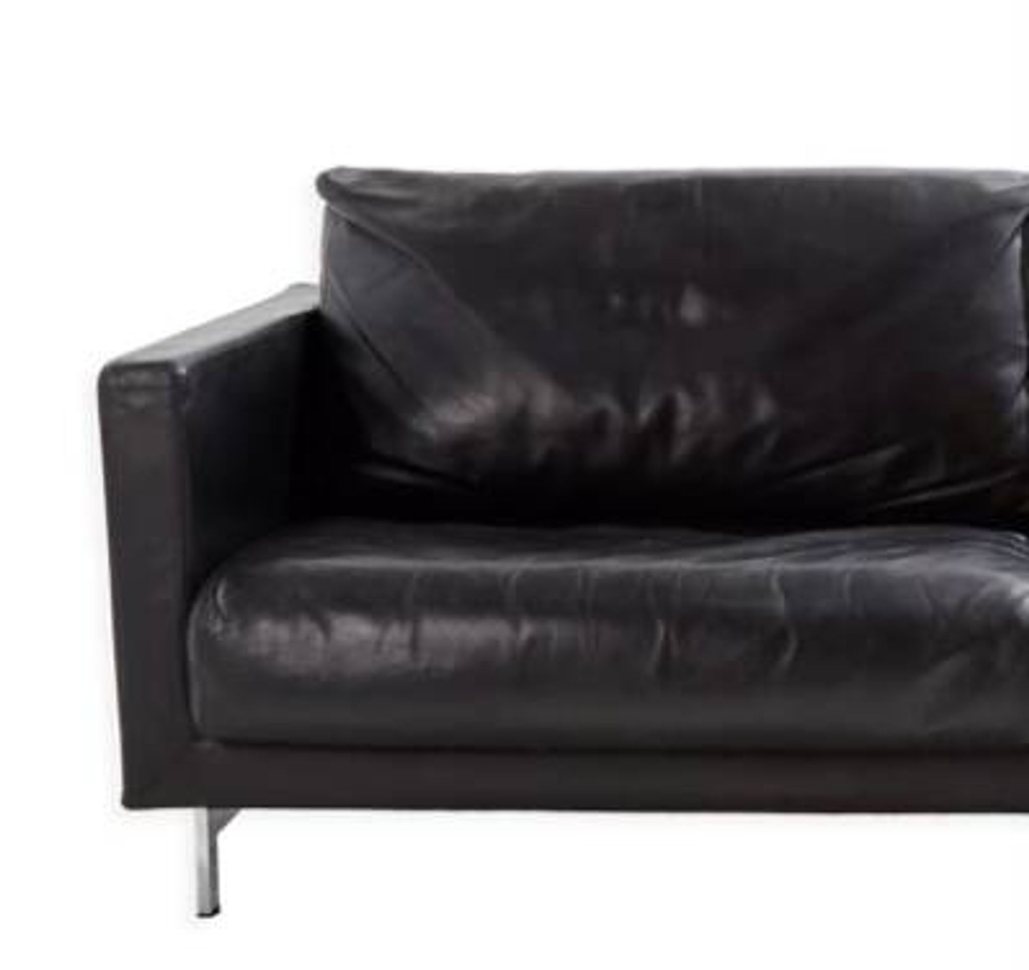 2-seater black leather sofa