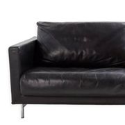 2-seater black leather sofa