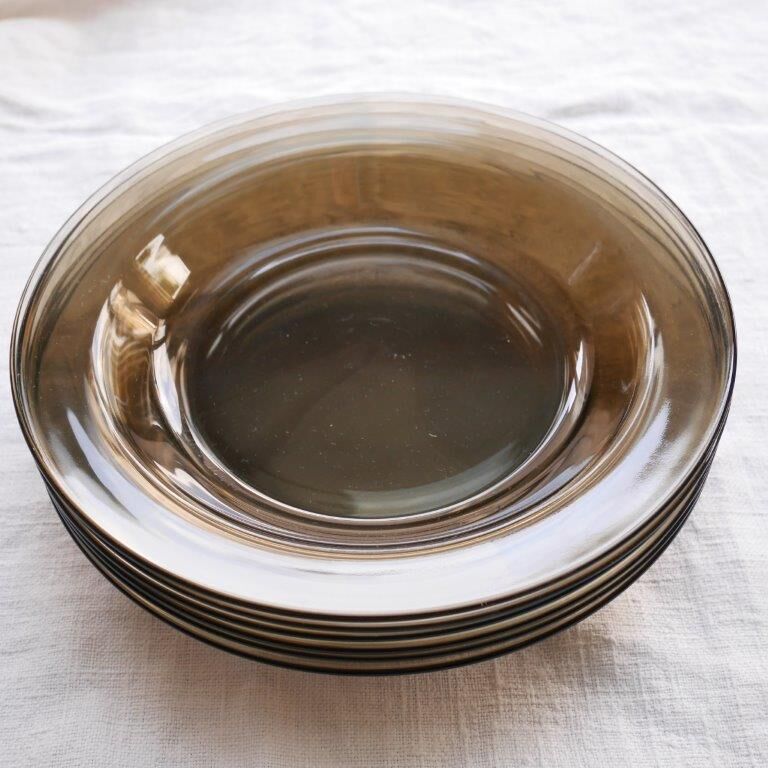 Set of 6 hollow plates Vereco, smoked gray