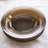 Set of 6 hollow plates Vereco, smoked gray