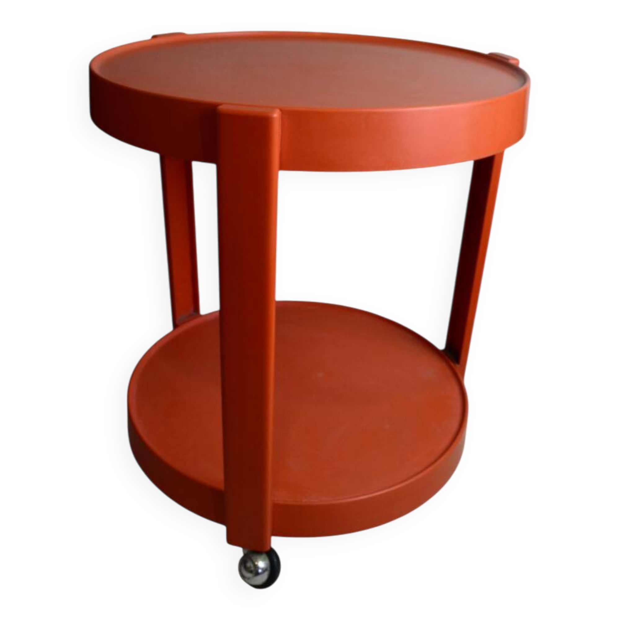 Table d'appoint à roulette / servante / desserte vintage orange - Kastilia