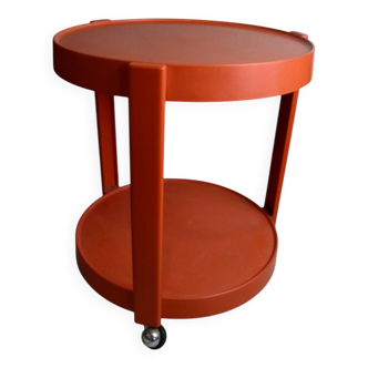 Vintage orange side table on wheels / serving trolley / serving cart - Kastilia