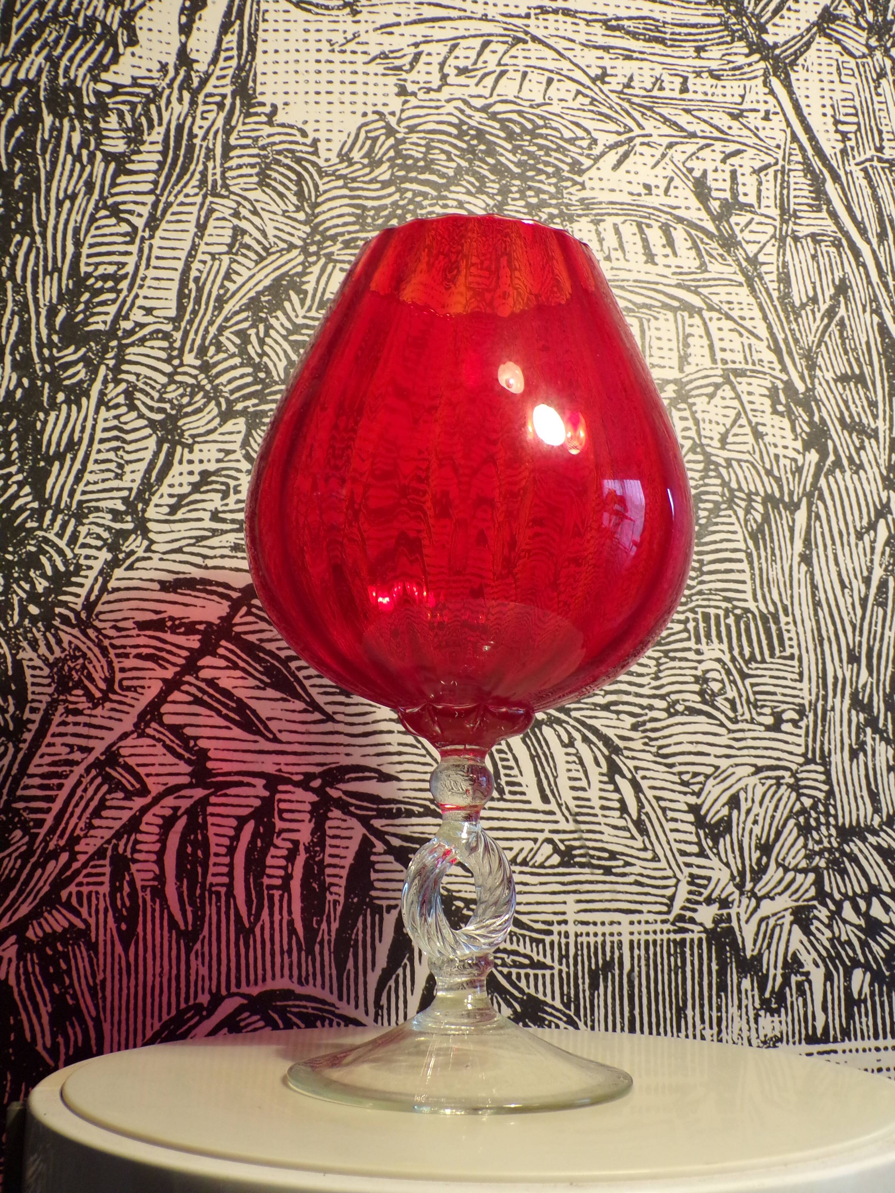 Red empoli vase h=34cm