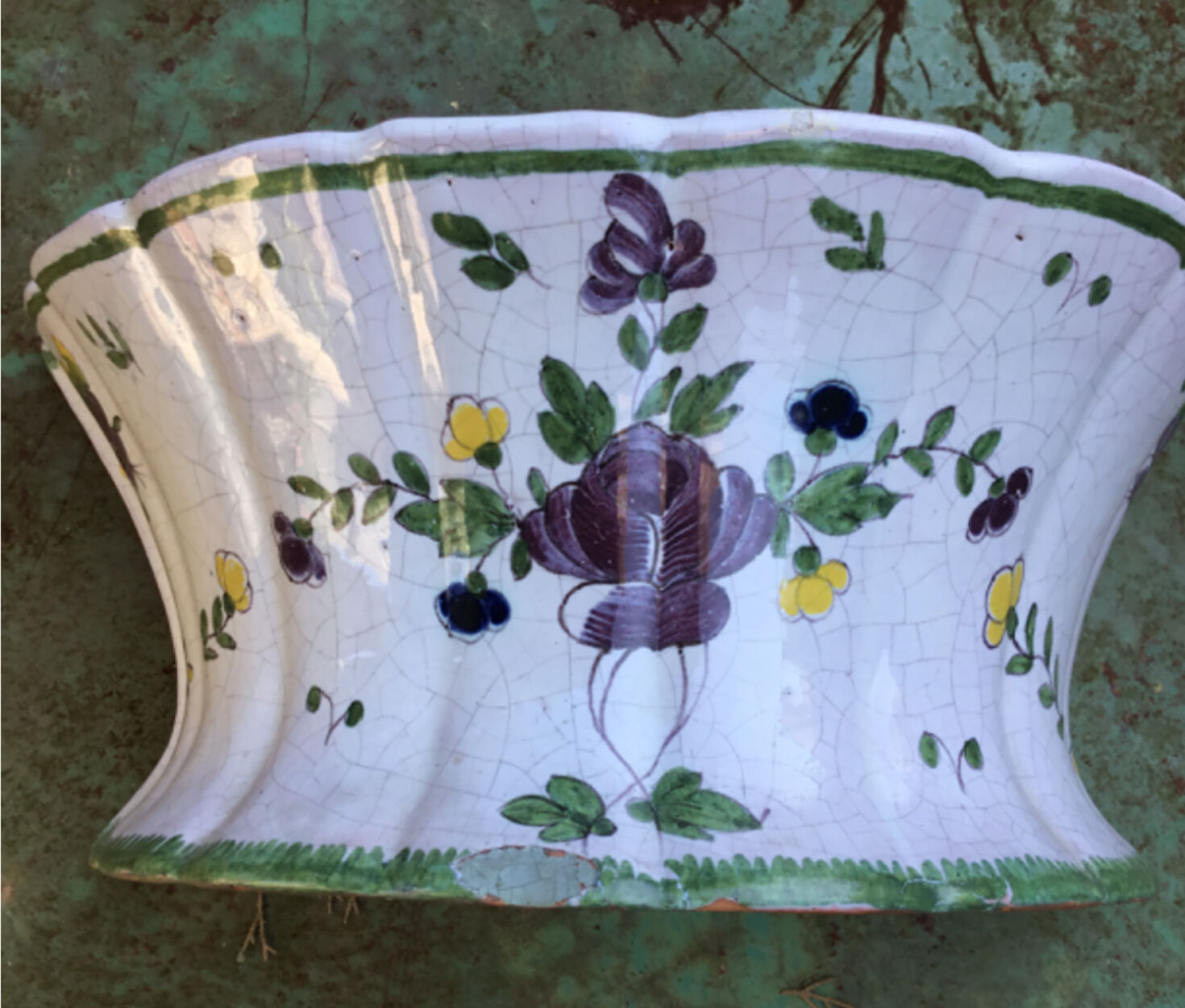 Pair of Nevers earthenware flower makers early nineteenth