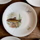 Set of 10 antique flat plates in porcelain, decorated with fish.