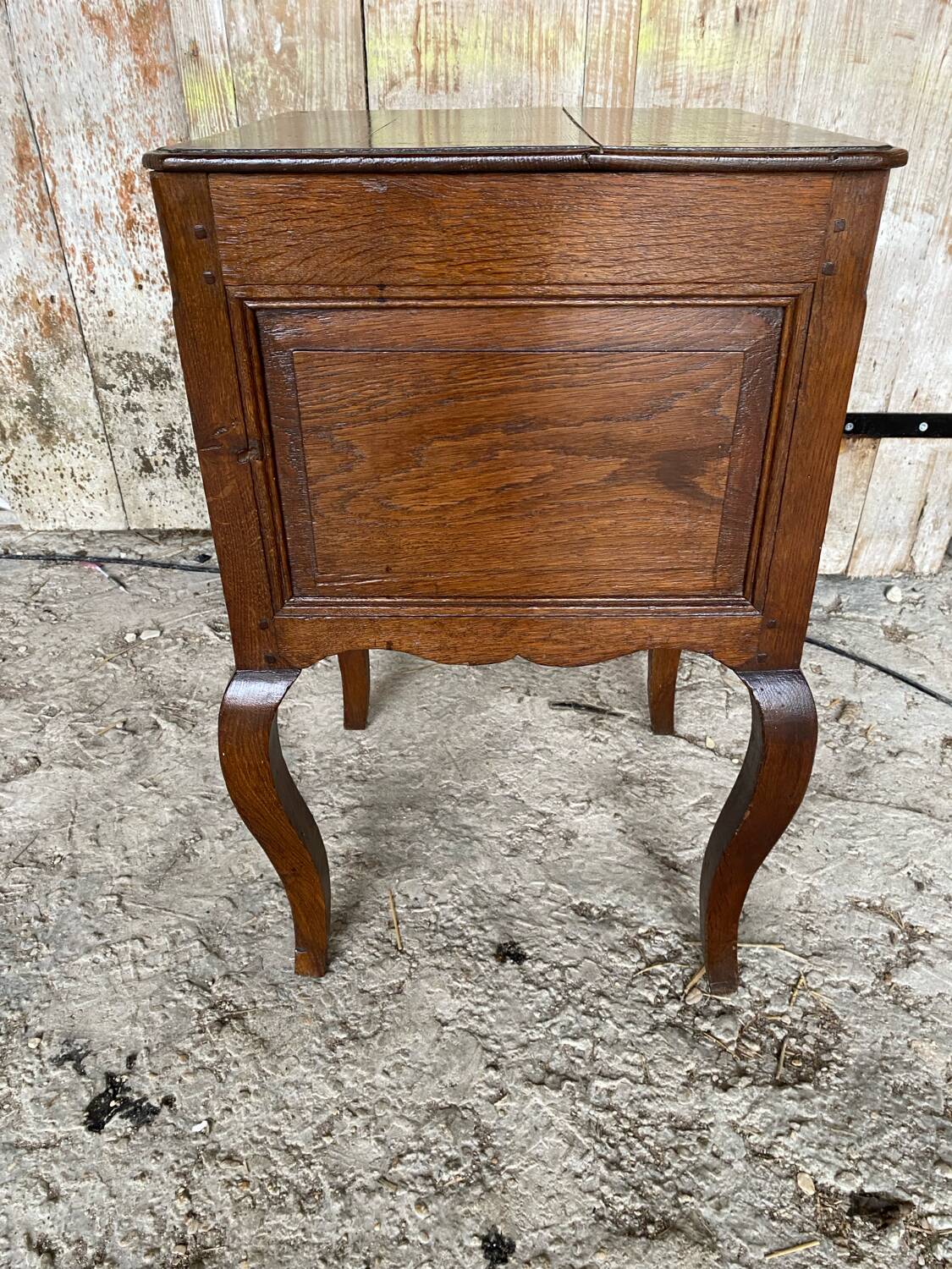 Louis XV Nightstand Table Wood Drawer + 19th Century Oak Vintage Case