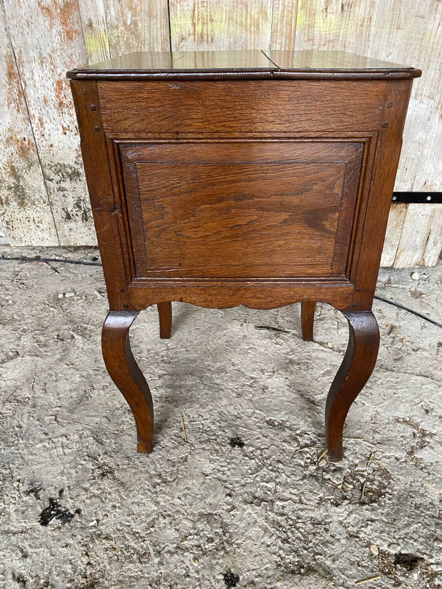 Louis XV Nightstand Table Wood Drawer + 19th Century Oak Vintage Case