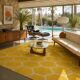Vintage Moroccan Hand Loomed Yellow and Ivory Wool Rug, Late 20th Century