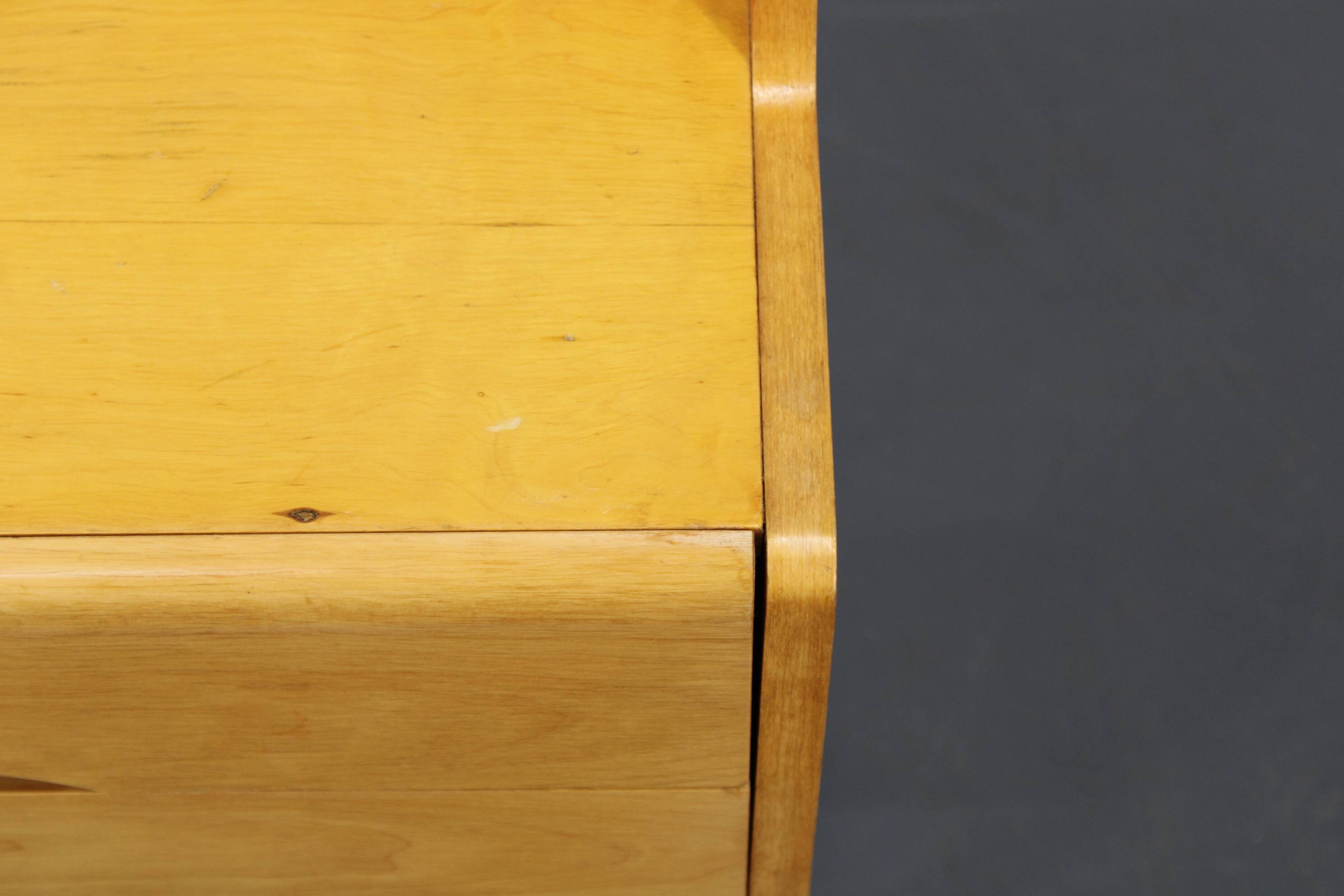 1960s Set of Night Stands and Chest of Drawers with Glass Shelf ,Czechoslov