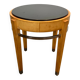 Pedestal table in sycamore veneer, chrome and marble top