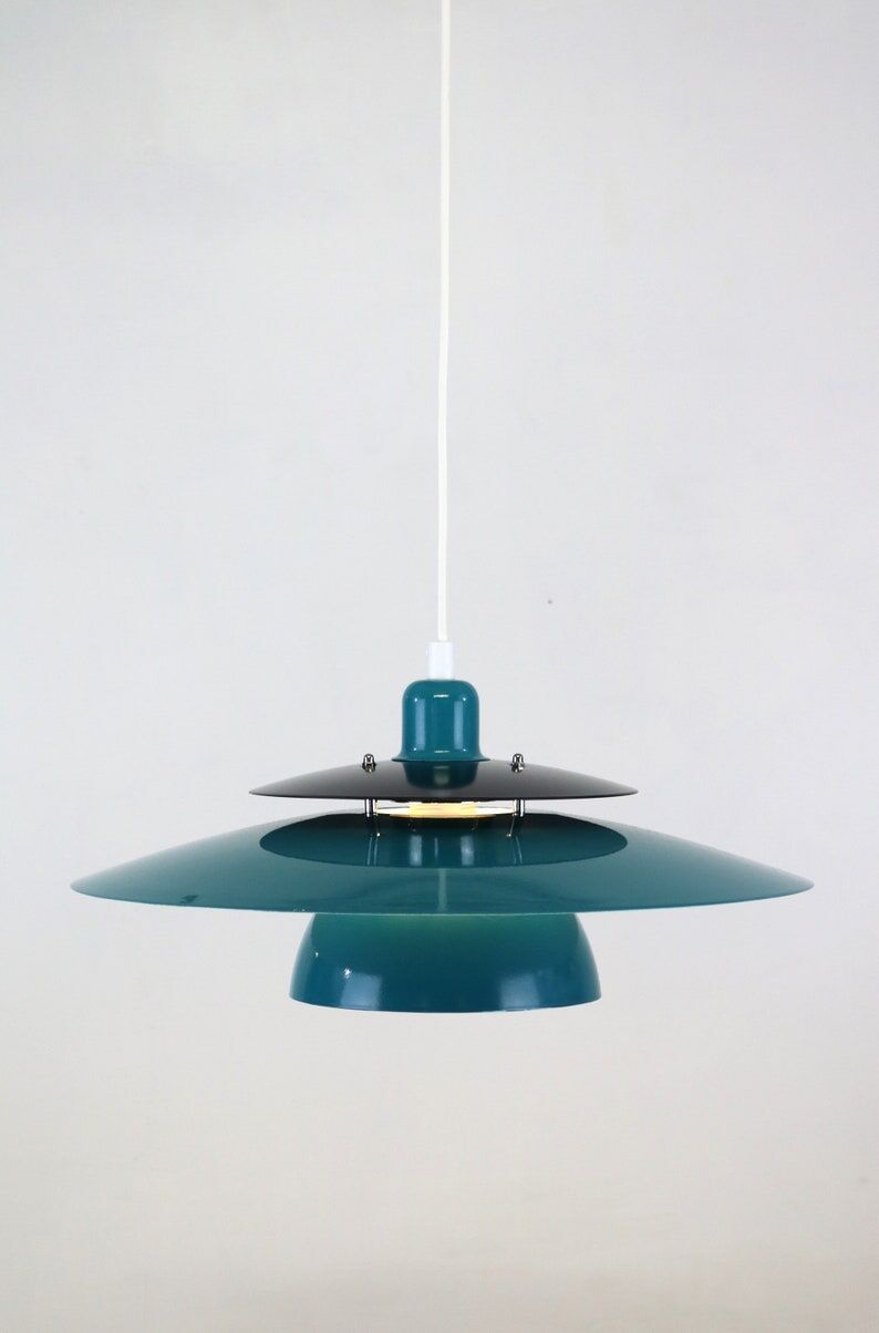 Blue-black lacquered ceiling lamp Denmark 1980
