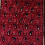 Vintage hand-knotted Boteh rug in natural wool from Afghanistan, 1960s.