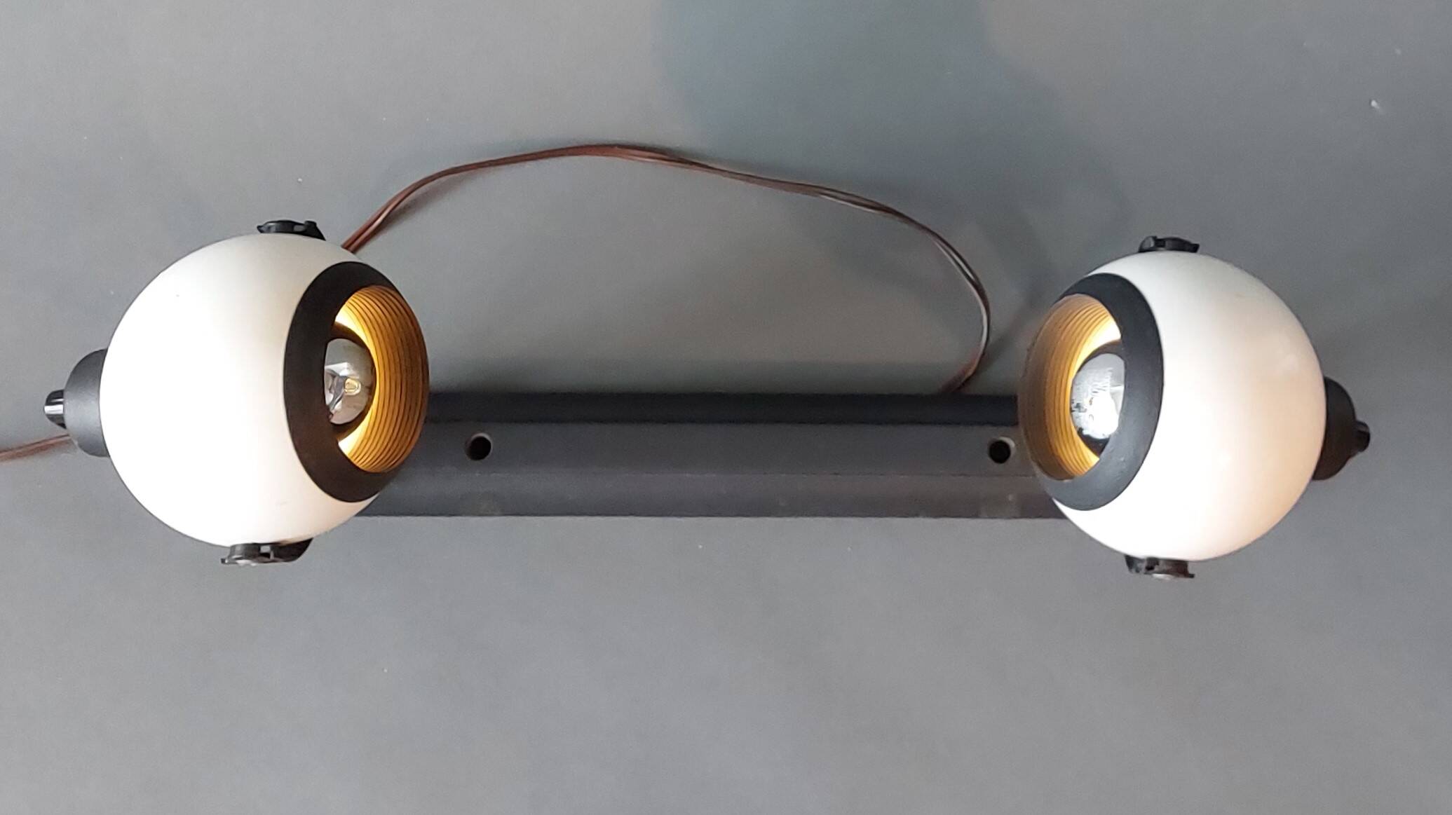 Rampe 2 spots orientables Eyeball Claude électricité 1970/1980