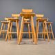 Brutalist 1960s bar stools, set of 6.