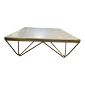 Vintage coffee table in marble and brass – 1960s/70s