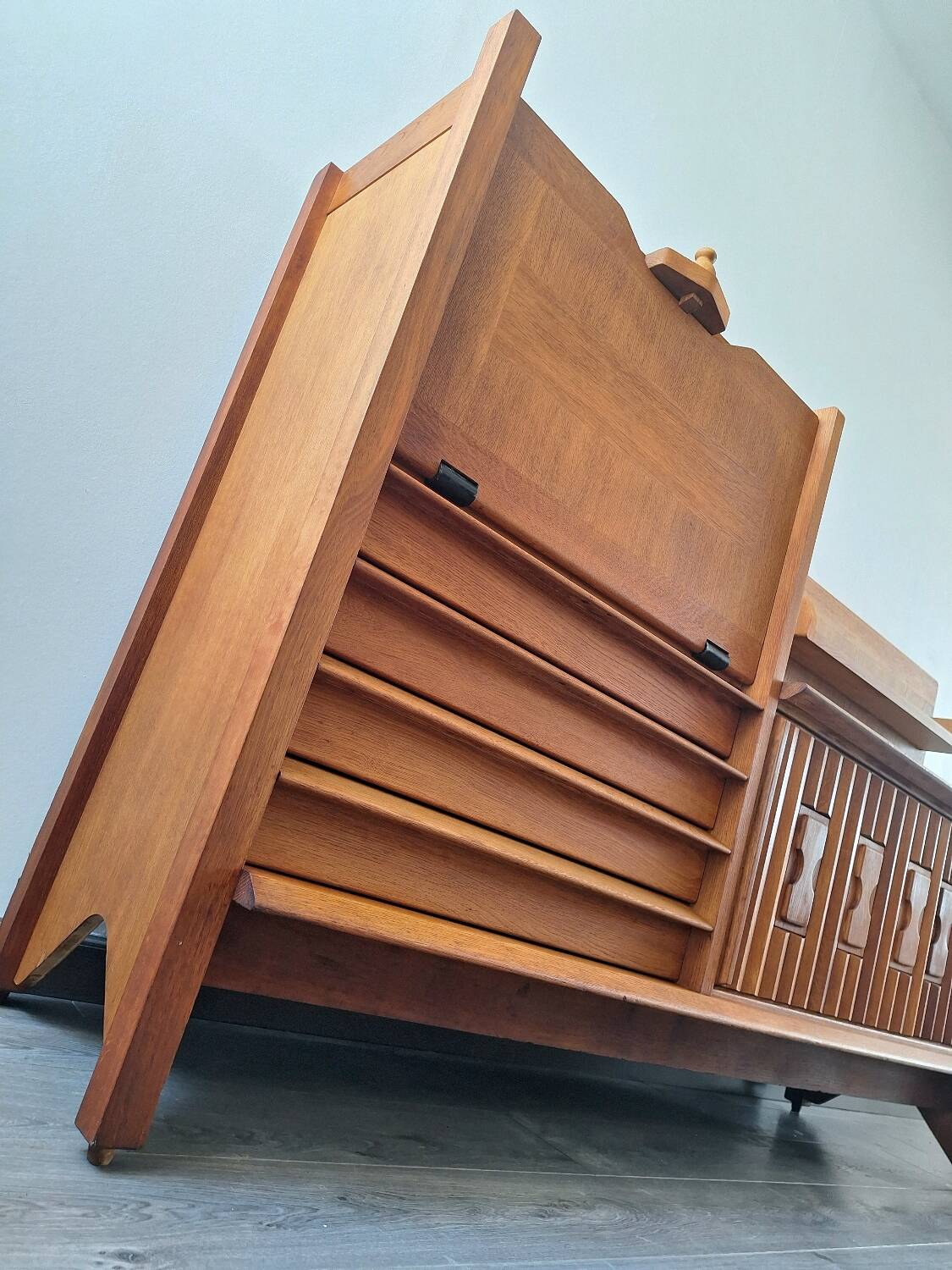 Guillerme et Chambron high sideboard, bar buffet, vintage secretary