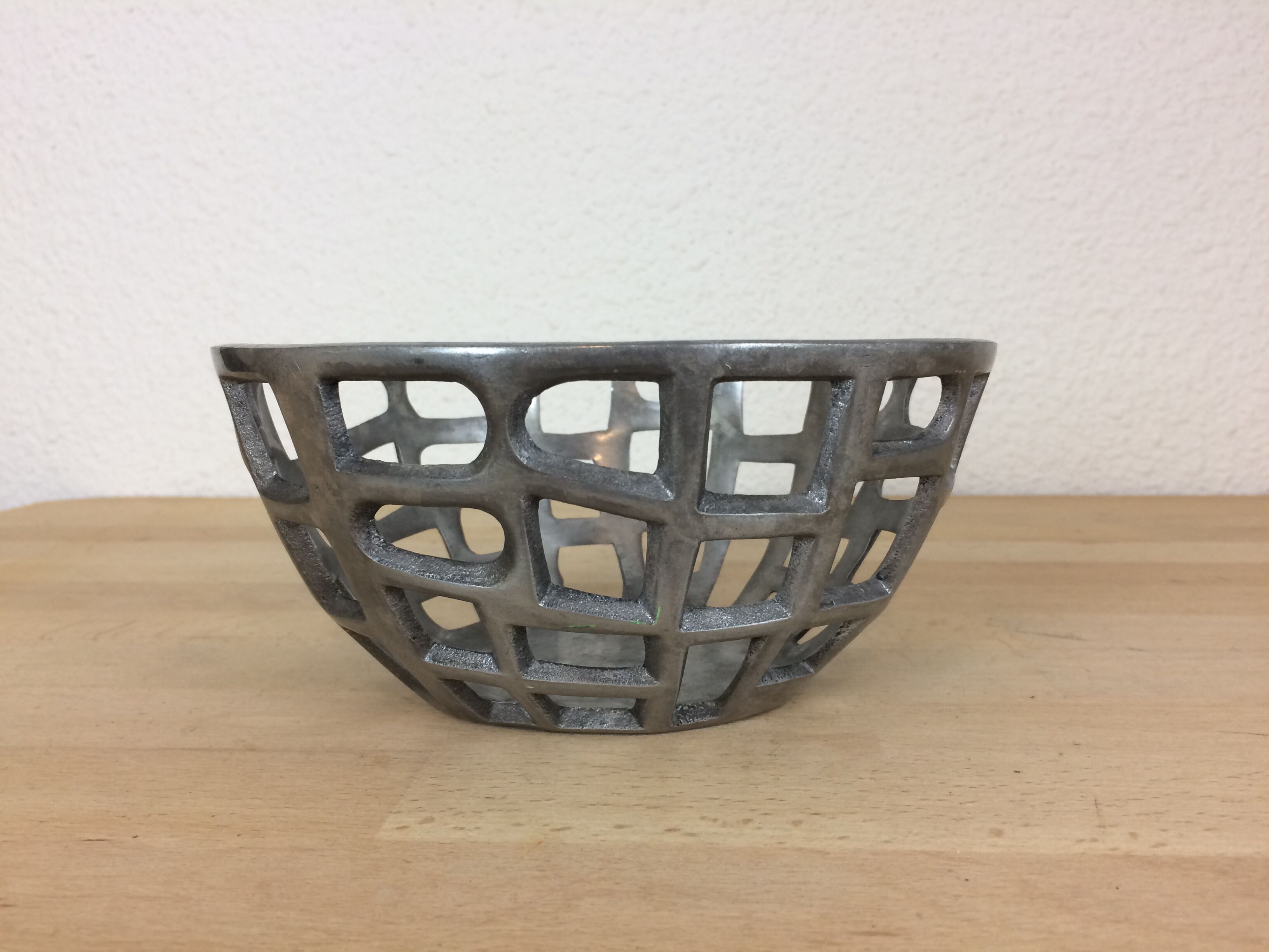 Brutalist fruit basket made of cast aluminum 70's