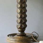 Lampe en bois tourné, style Charles Dudouyt, vers 1950