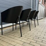 4x Original labeled Black Costes dining chairs by Philippe Starck