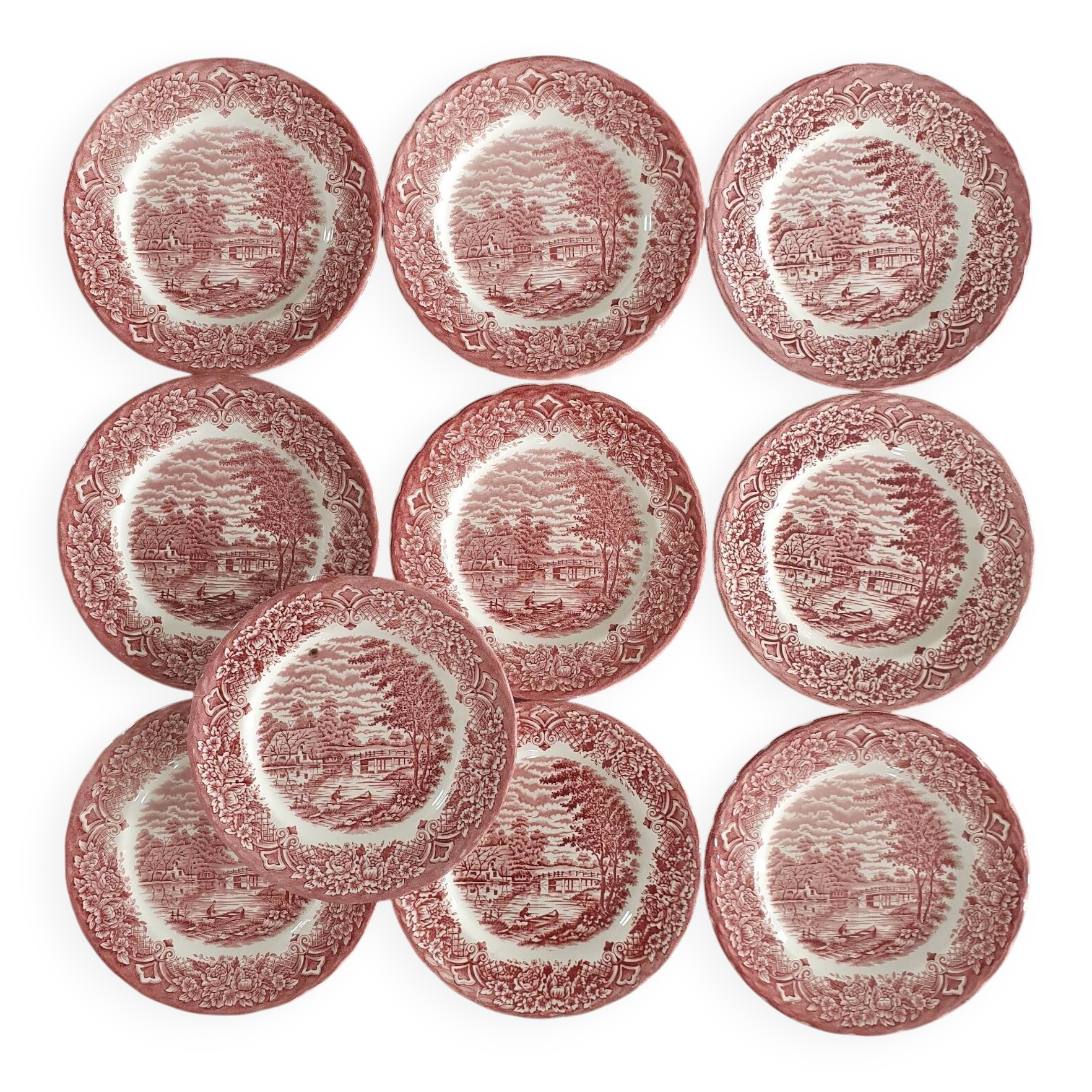 10 English porcelain dessert plates