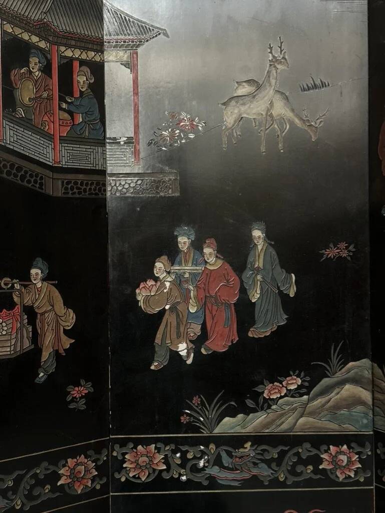 Coromandel lacquered Chinese screen with 6 panels