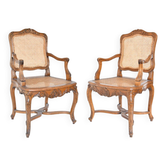 Pair of caned armchairs in Regency style