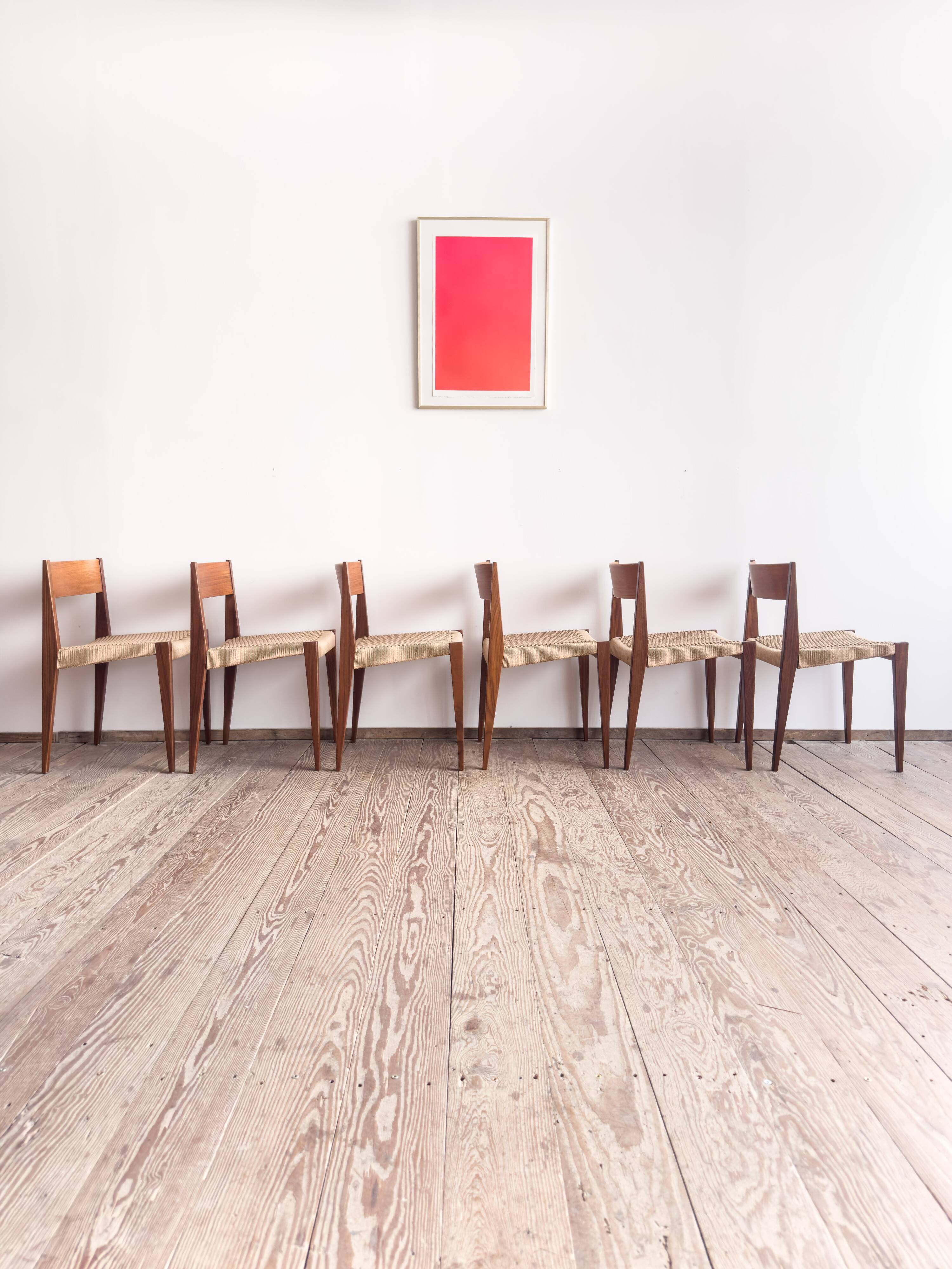 6 chairs by Poul Cadovius, walnut, with new seats, Mid Century.
