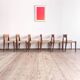 6 chairs by Poul Cadovius, walnut, with new seats, Mid Century.