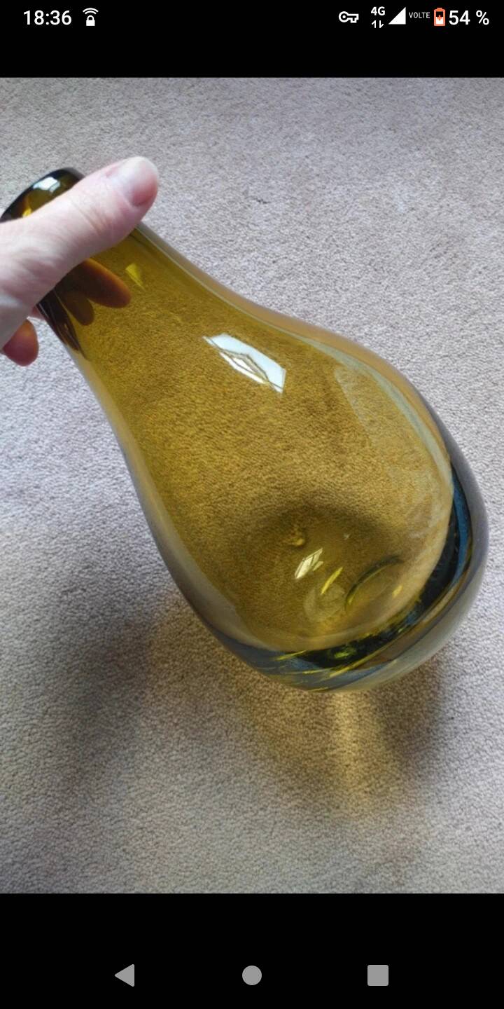 Olive green khaki glass drop vase Habitat