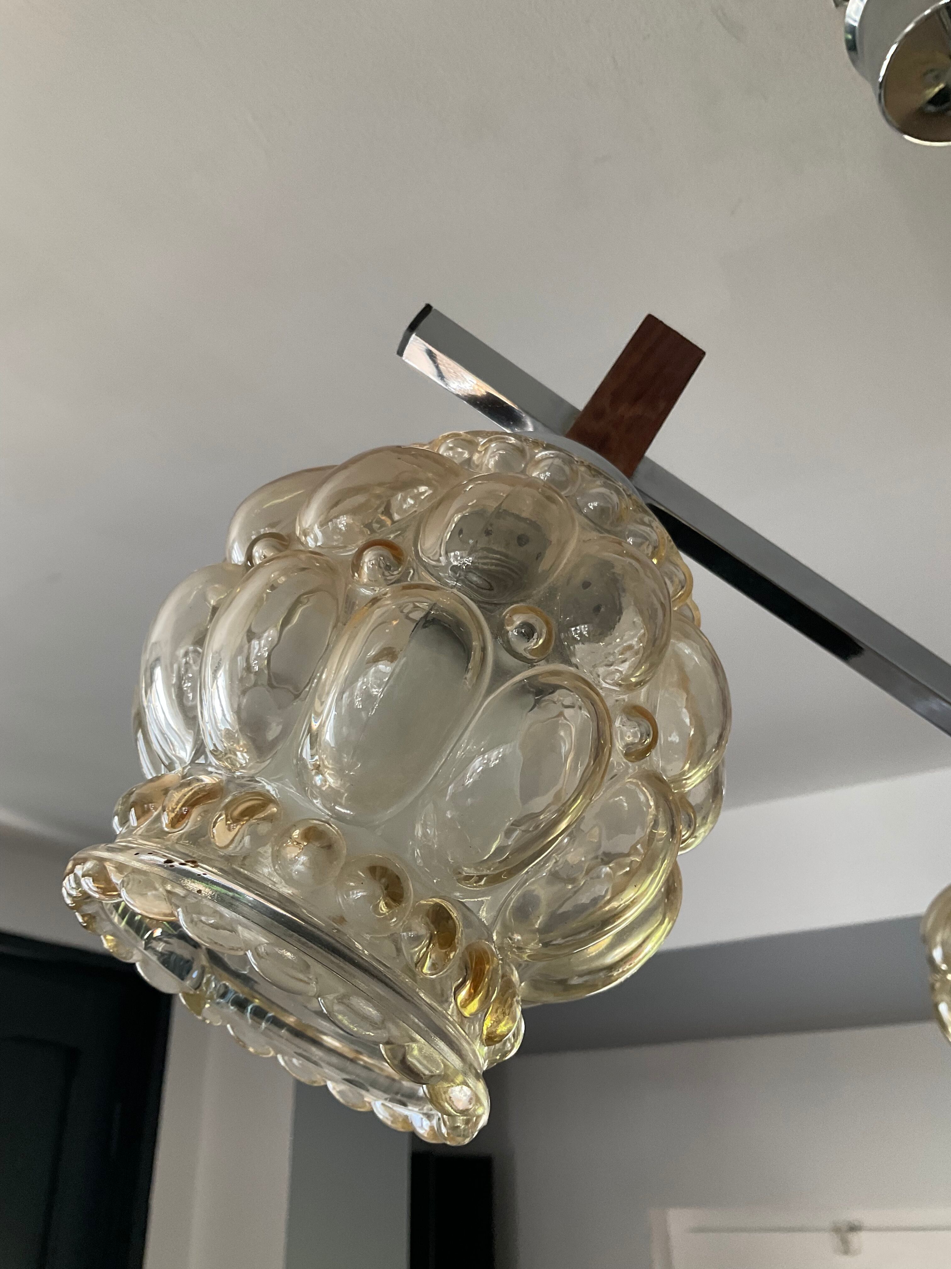 Lustre scandinave années 60 en teck et métal chromé