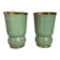 Pair of antique green and gold ceramic vases