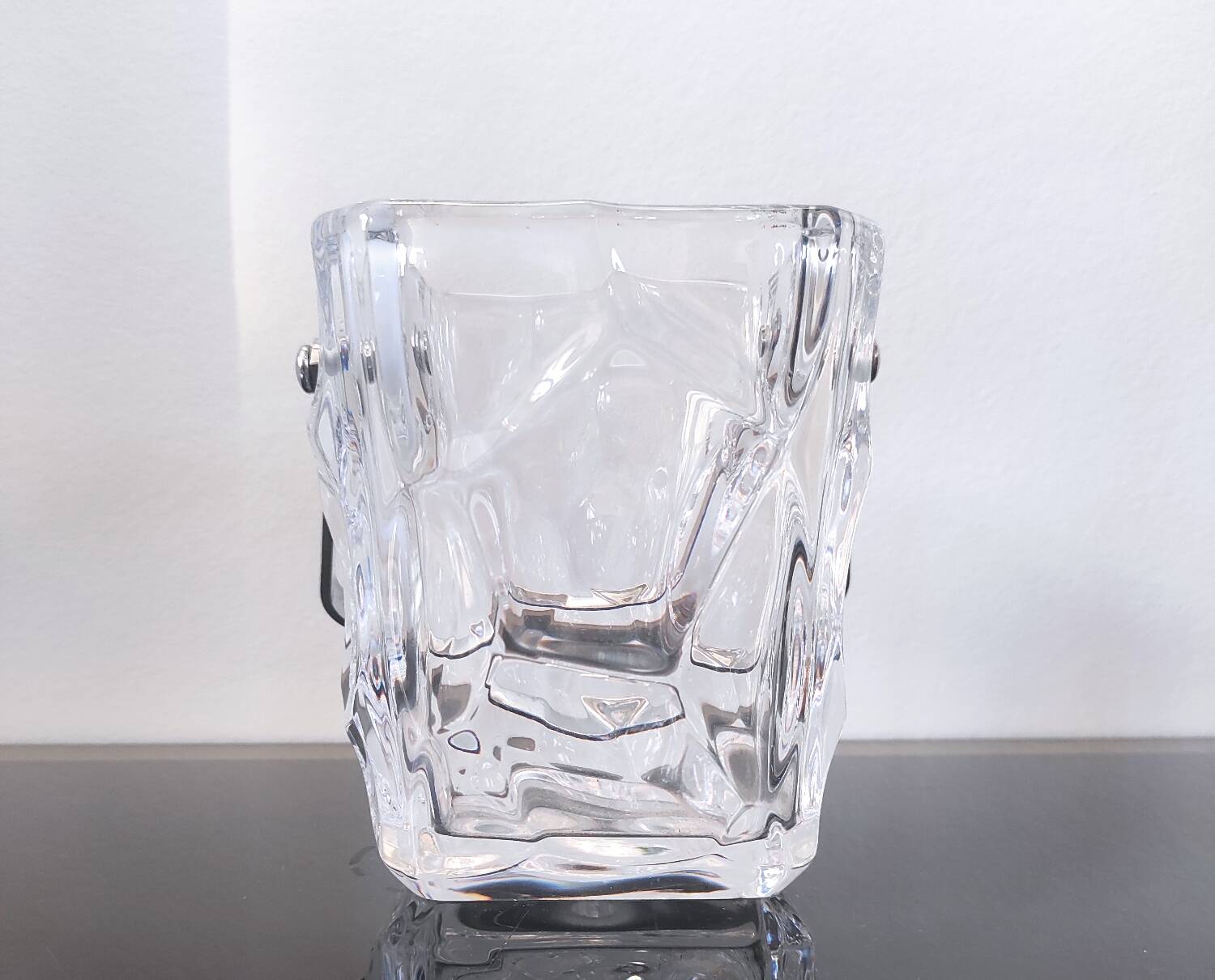 Vintage textured glass ice bucket - Brutalist style